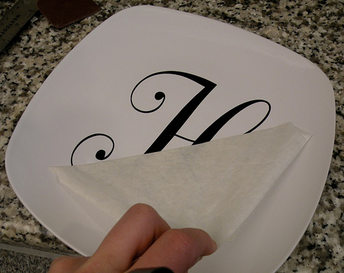 What the H? vinyl monogrammed plate