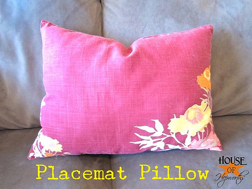 How to make a pillow from a placemat; the easiest DIY sewing project ever