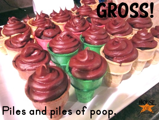Poop Emoji Cupcake Cones