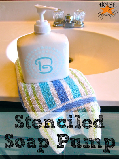 Stenciled Monogram Soap Pump {Mother’s Day gift}