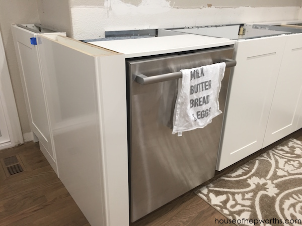 Creating a wrap-around cabinet & moving the dishwasher || IKEA kitchen renovation